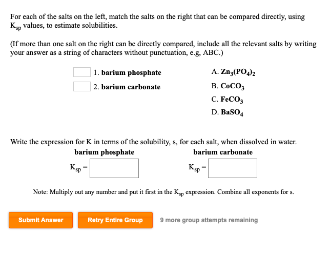 Matching Salt Solved For each of the salts on the left, match the salts on | Chegg.com