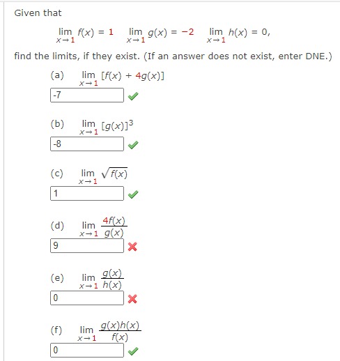 Solved Given that limx→1f(x)=1limx→1g(x)=−2limx→1h(x)=0, | Chegg.com