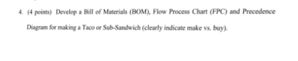 Solved Develop a Bill of Materials (BOM), Flow Process Chart | Chegg.com