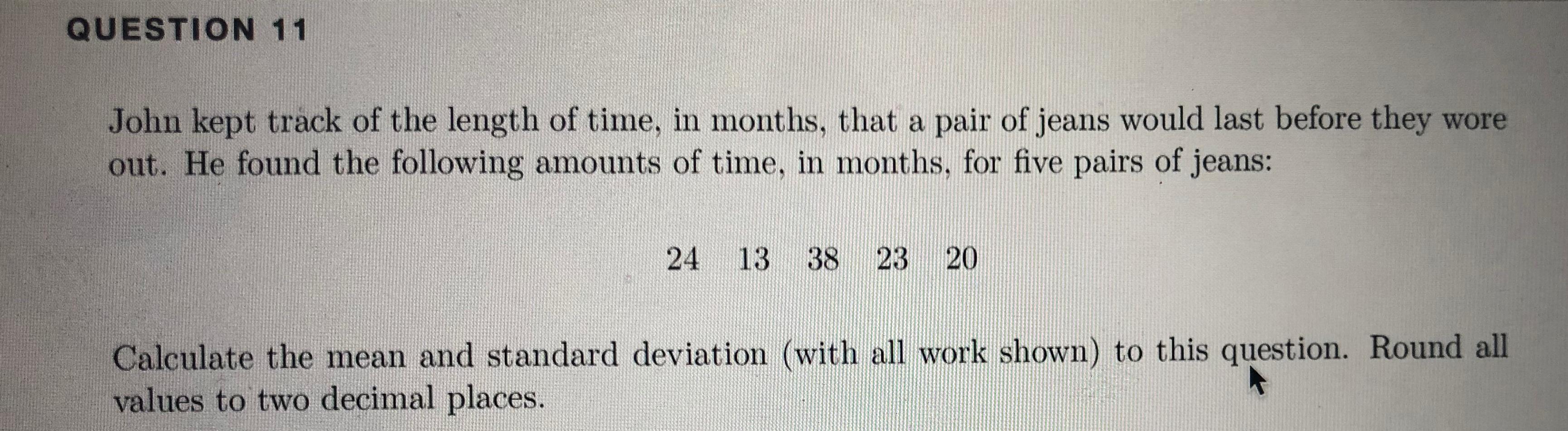 Solved Calculate the mean and standard deviation (with all | Chegg.com