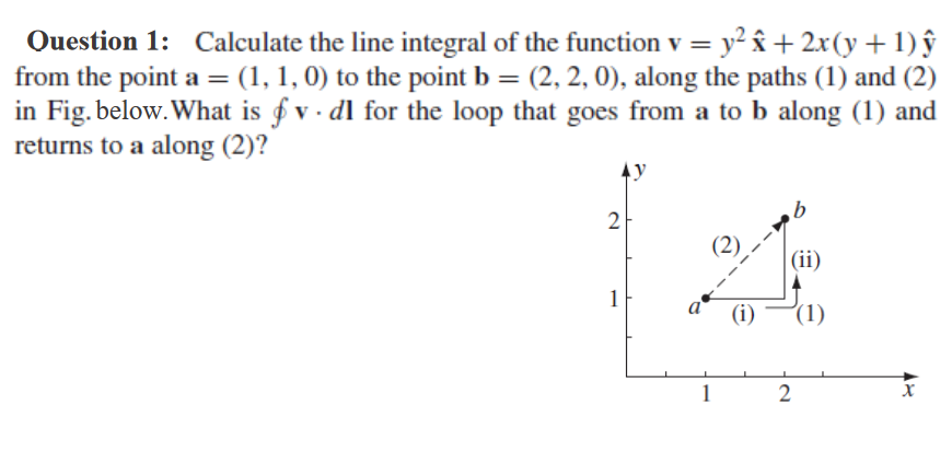 Question 1 Calculate The Line Integral Of The Chegg Com