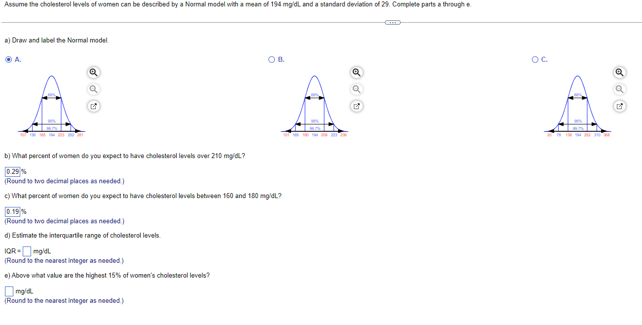 Solved a) Draw and label the Normal model. B. A. b) What | Chegg.com