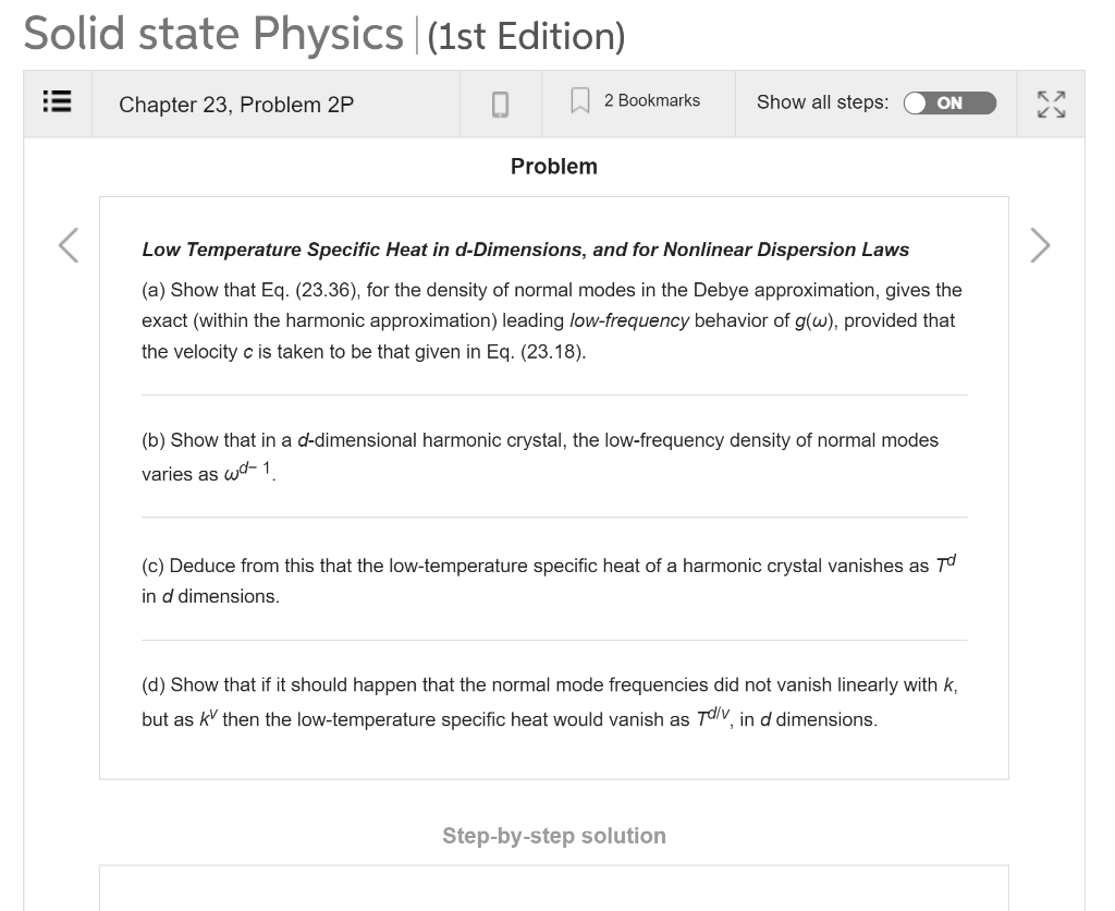 Solved Solid state Physics |(1st Edition) Chapter 23, | Chegg.com