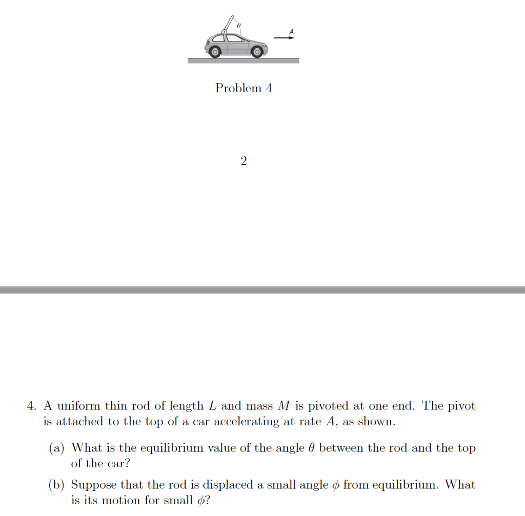 Solved Problem 4 4. A Uniform Thin Rod Of Length L And Mass | Chegg.com