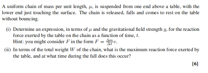 Solved A uniform chain of mass per unit length, μ, is | Chegg.com
