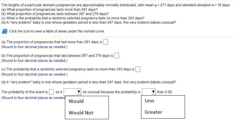 Solved The Lengths Of A Particular Animal's Pregnancies Are | Chegg.com