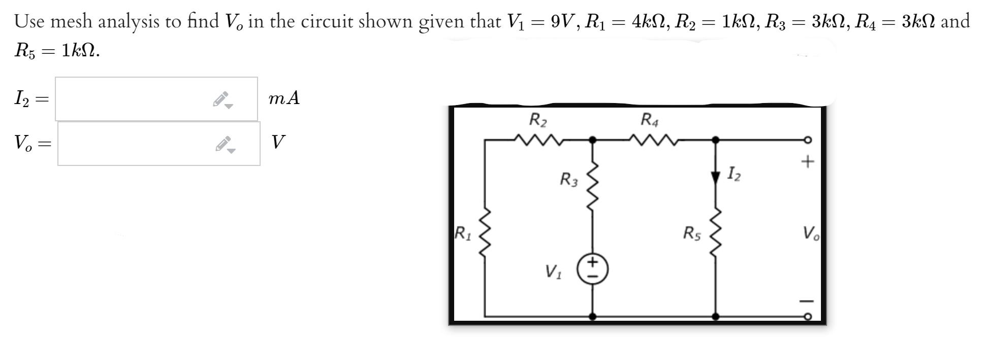 Solved Use mesh analysis to find V, in the circuit shown | Chegg.com
