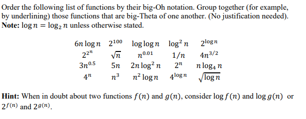 solved-order-the-following-list-of-functions-by-their-big