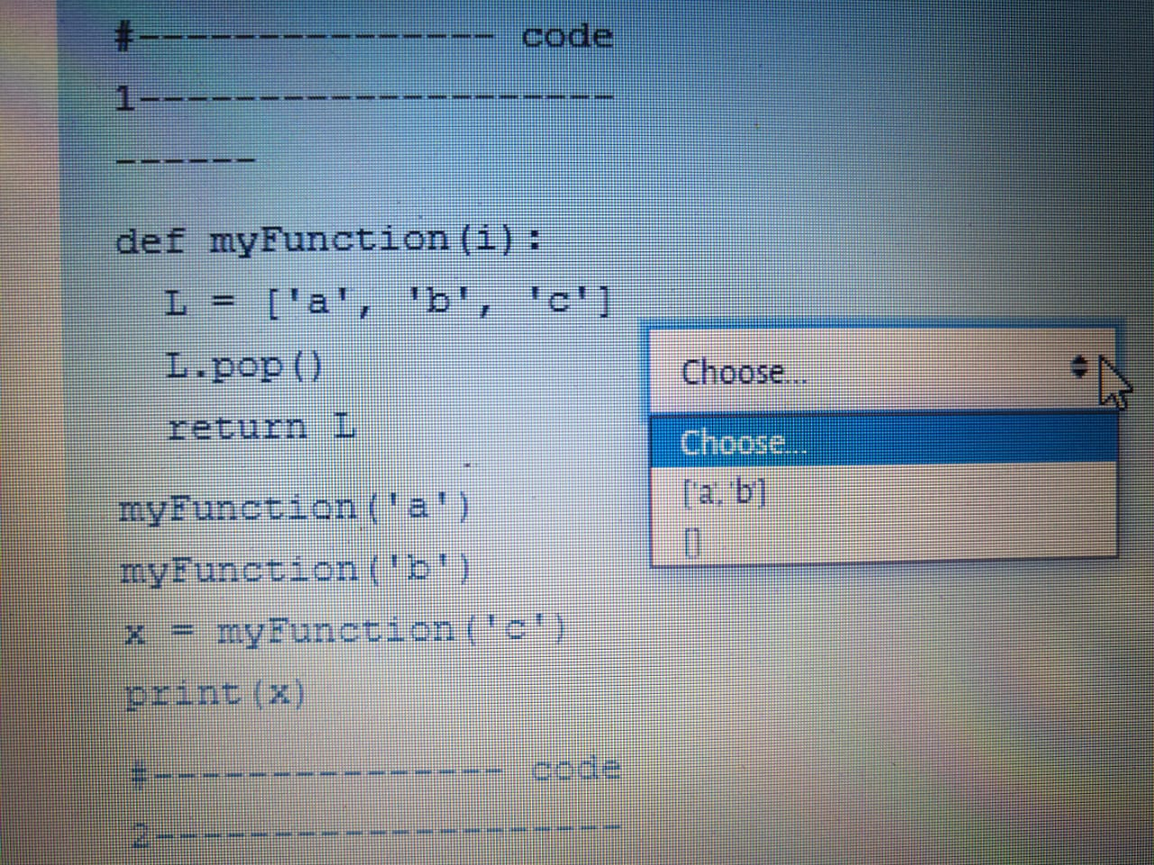 Solved Match the codes to the outputs code 1 def | Chegg.com