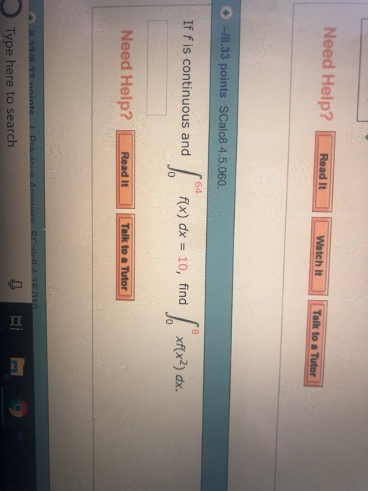 Solved Need Help? Read It Watch It Talk to a Tutor O-/8.33 | Chegg.com