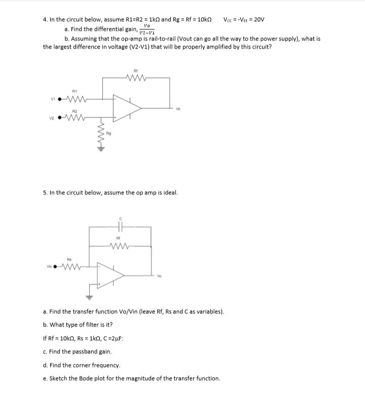 Solved 4. In the circuit below, assume R1:R2+ 1ka and Rg-Rfs | Chegg.com