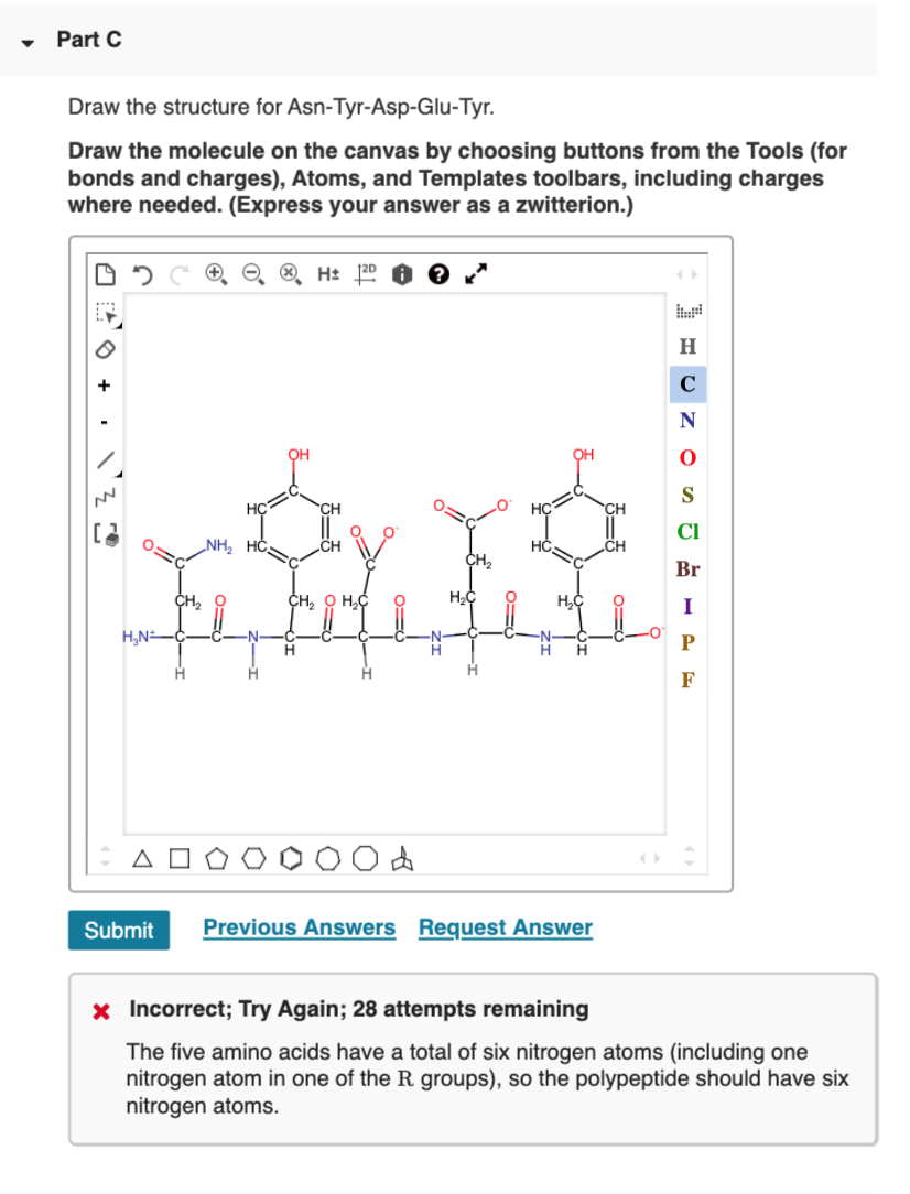 Part C Draw The Structure For Asn Tyr Asp Glu Tyr Chegg Com