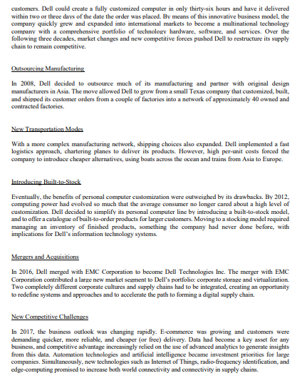 Solved For the following case of DELL : Roadmap of a Digital | Chegg.com