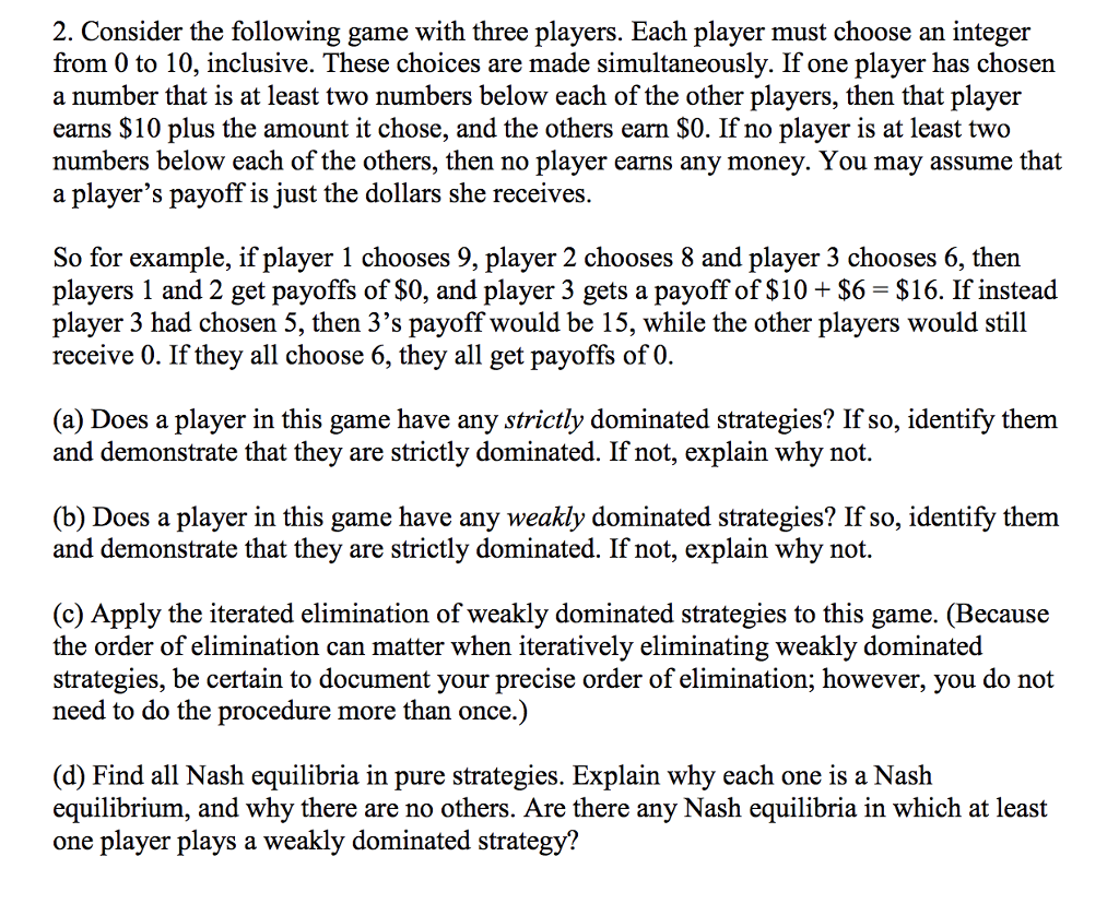 2. Consider the following game with three players. | Chegg.com