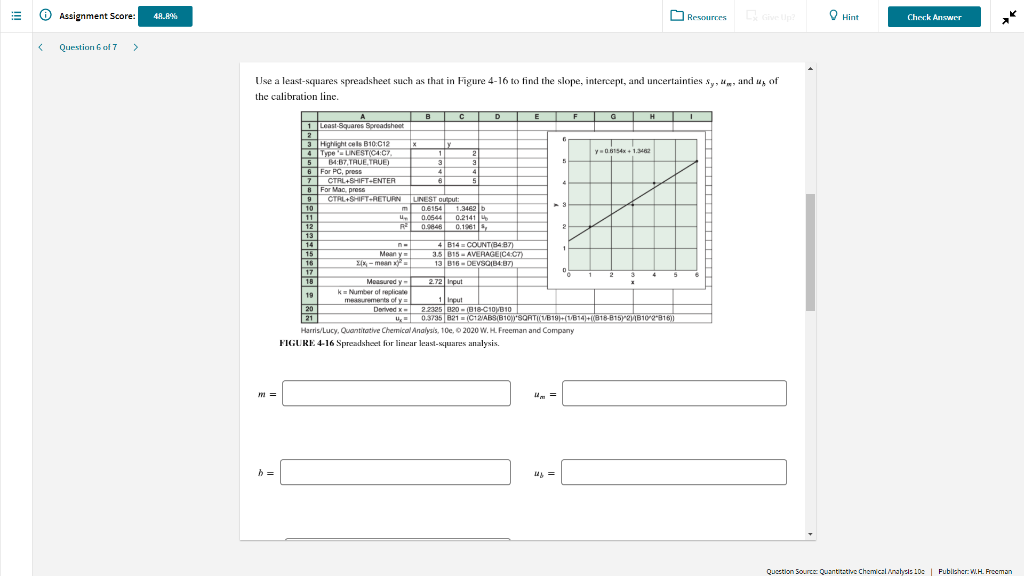 Assignment Score: 48.8% Resources Hint Check Answer