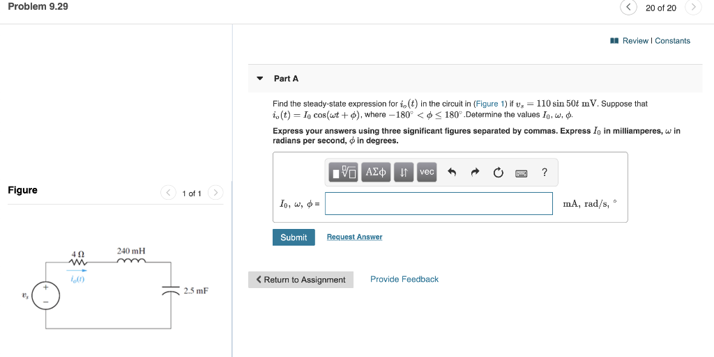 Solved Problem 9.29 A Review | Constants Part A | Chegg.com