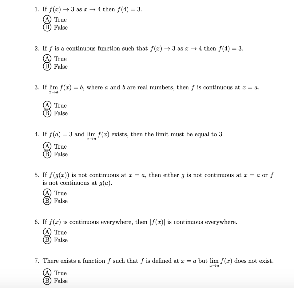 1 If F X 3 As X 4 Then F 4 3 True B False Chegg Com