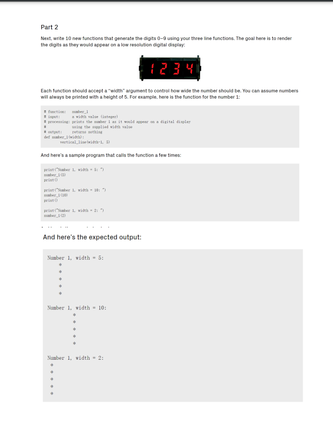 Solved Next, write 10 new functions that generate the digits | Chegg.com