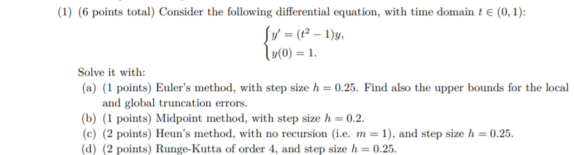 Solved (1) (6 points total) Consider the following | Chegg.com