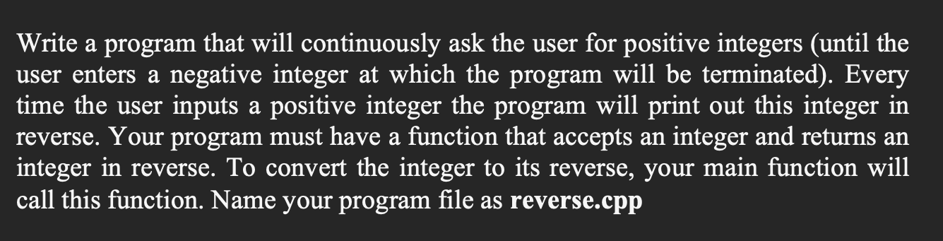 Solved Write a program that will continuously ask the user | Chegg.com