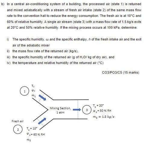 Solved B) In A Central Air-conditioning System Of A Building | Chegg.com