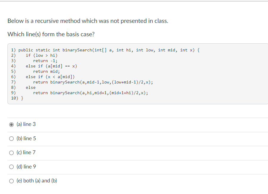 Solved Below is a recursive method which was not presented | Chegg.com