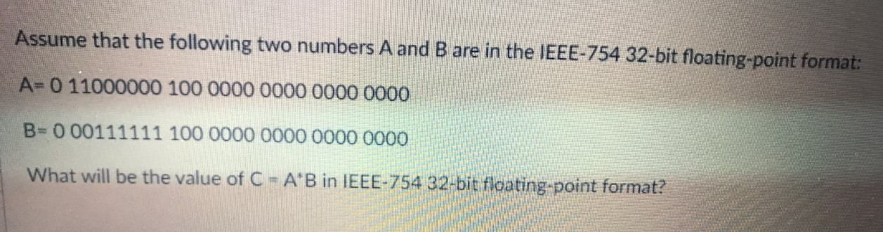 Solved Assume that the following two numbers A and B are in | Chegg.com