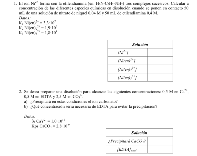 \( \mathrm{El} \) ion \( \mathrm{Ni}^{2+} \) forma con la etilendiamina (en: \( \mathrm{H}_{2} \mathrm{~N}-\mathrm{C}_{2} \ma