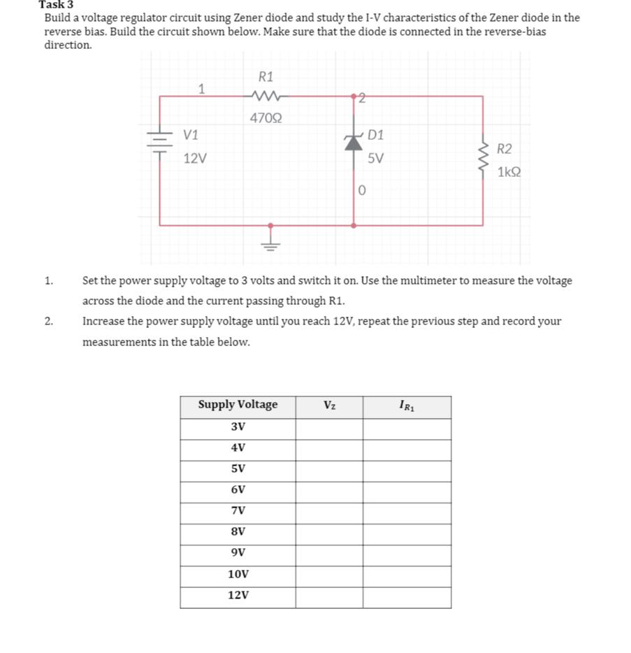 voltage regulator circuit using zener diode