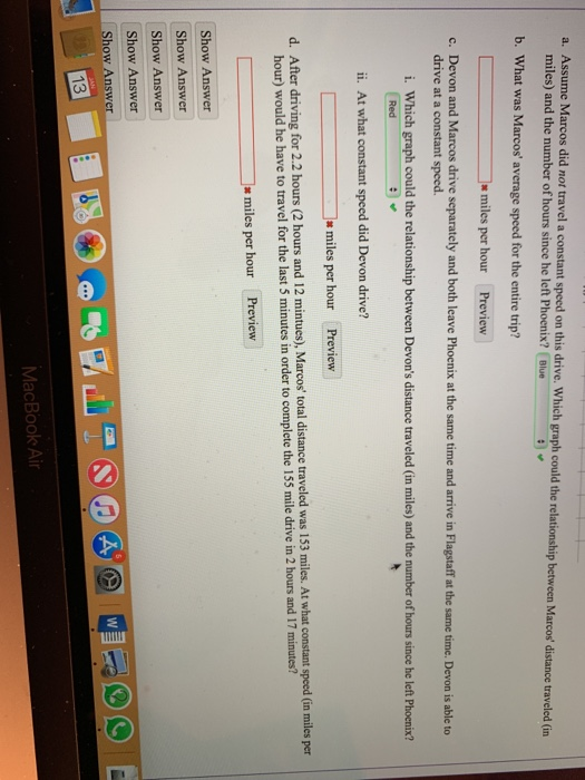 Solved Marcos traveled in his car from Phoenix to Flagsta 17 | Chegg.com