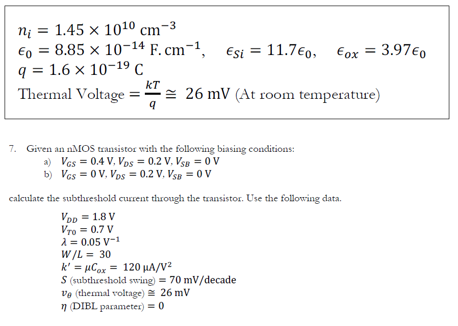 Solved Tox Ni 1 45 X 1010 Cm 3 Eo 8 85 X 10 14 F Cm 1 Chegg Com