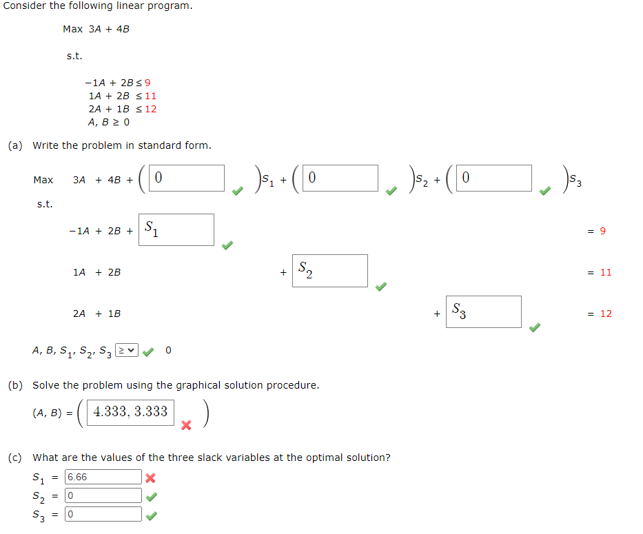 Solved Consider the following linear program. Max3A+4B s.t. | Chegg.com