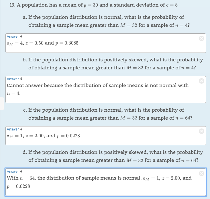 Solved 13 A Population Has A Mean Of U 30 And A Standa Chegg Com