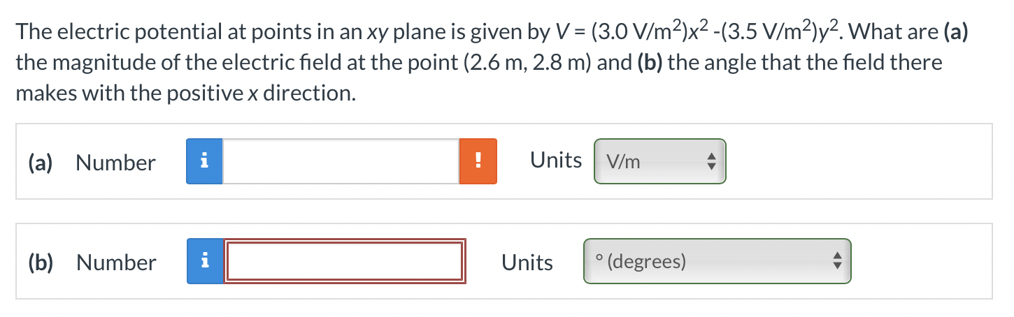 Solved The electric potential at points in an xy plane is | Chegg.com