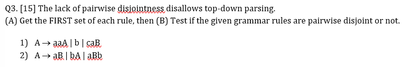 Solved Q3. [15] The lack of pairwise disiointness disallows | Chegg.com