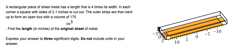 Solved A rectangular piece of sheet metal has a length that | Chegg.com