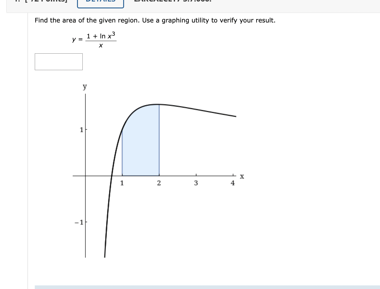 Solved Find the area of the given region. Use a graphing | Chegg.com