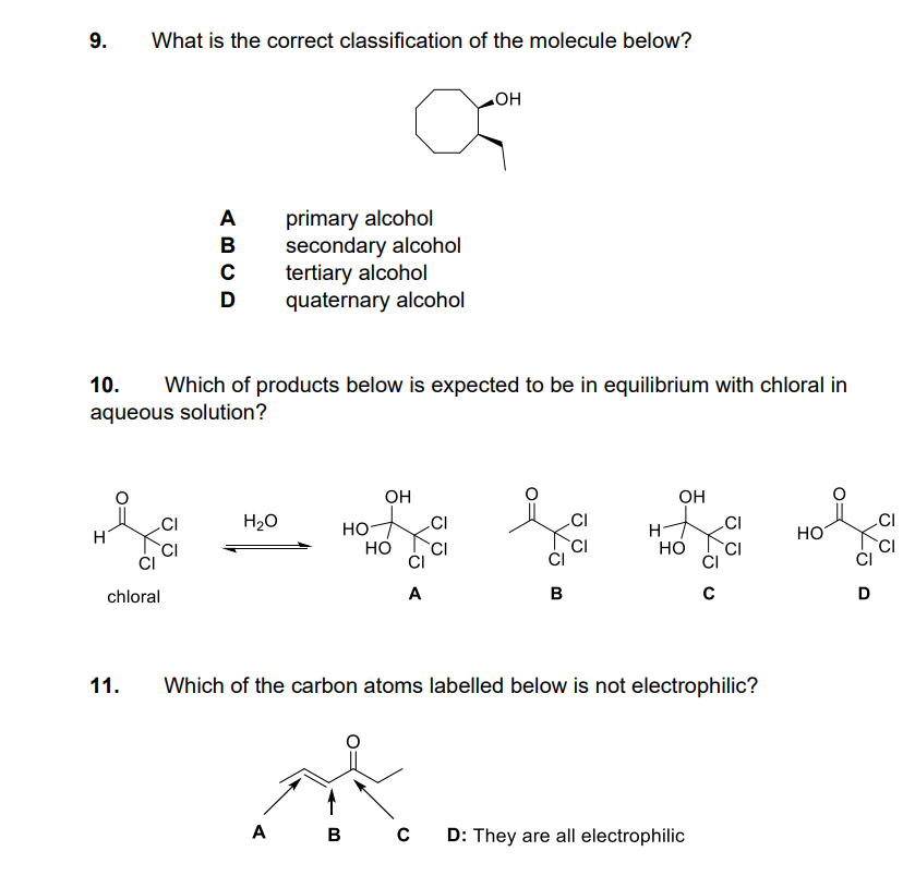 9. What Is The Correct Classification Of The Molecule | Chegg.com