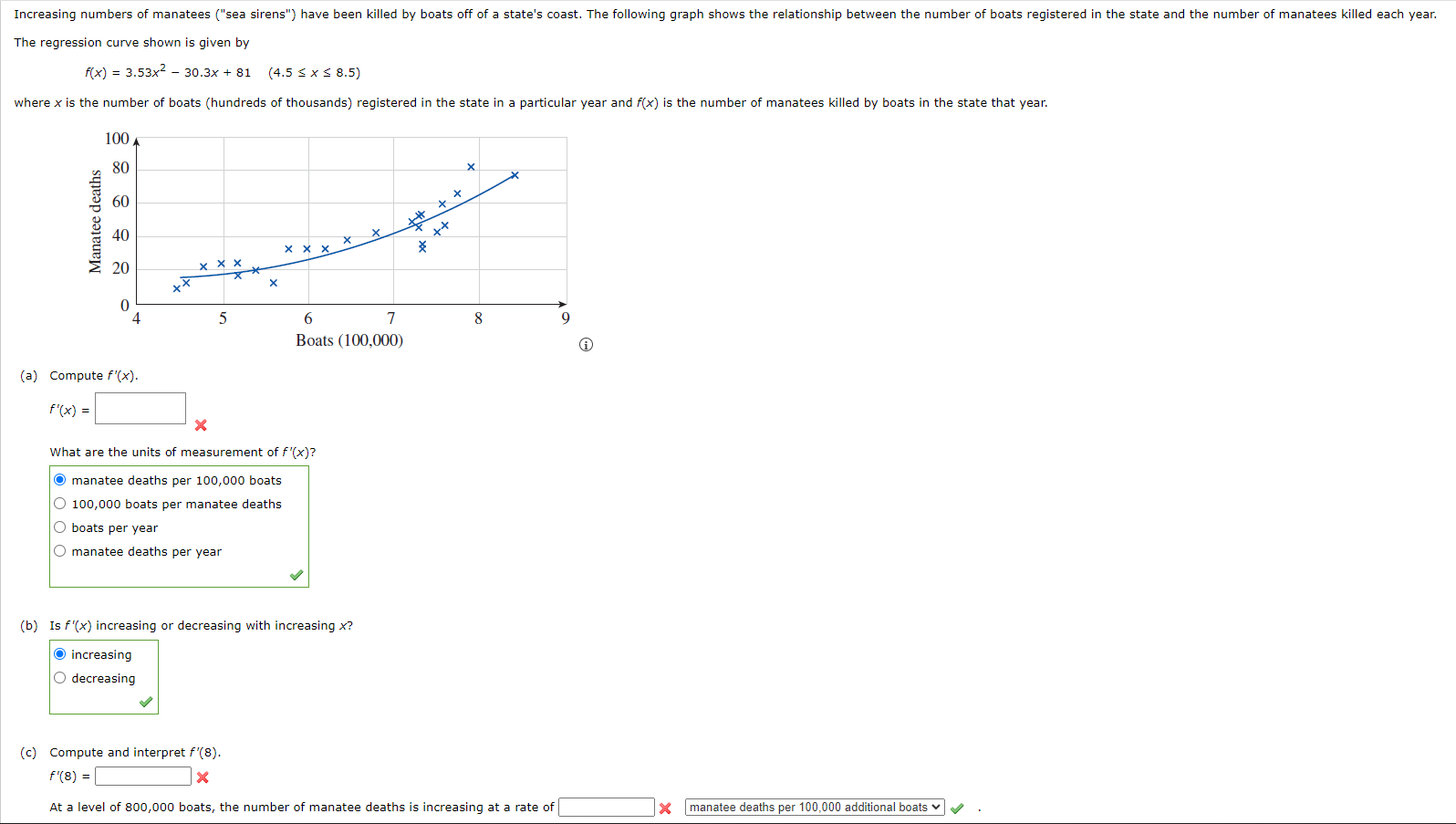 Solved Increasing numbers of manatees ("sea sirens") have | Chegg.com