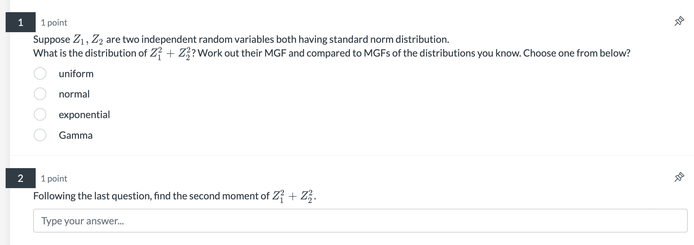 Solved Suppose Z1,Z2 are two independent random variables | Chegg.com