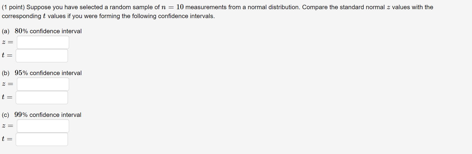 Solved (1 point) Suppose you have selected a random sample | Chegg.com