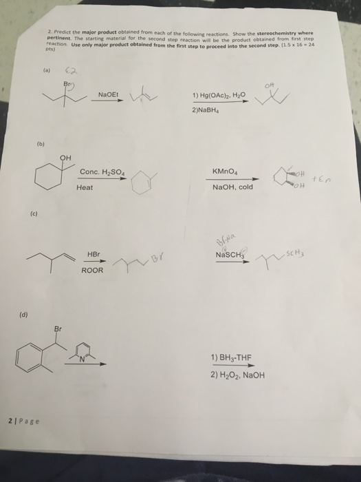 Solved predict the major product obtained from each of the | Chegg.com