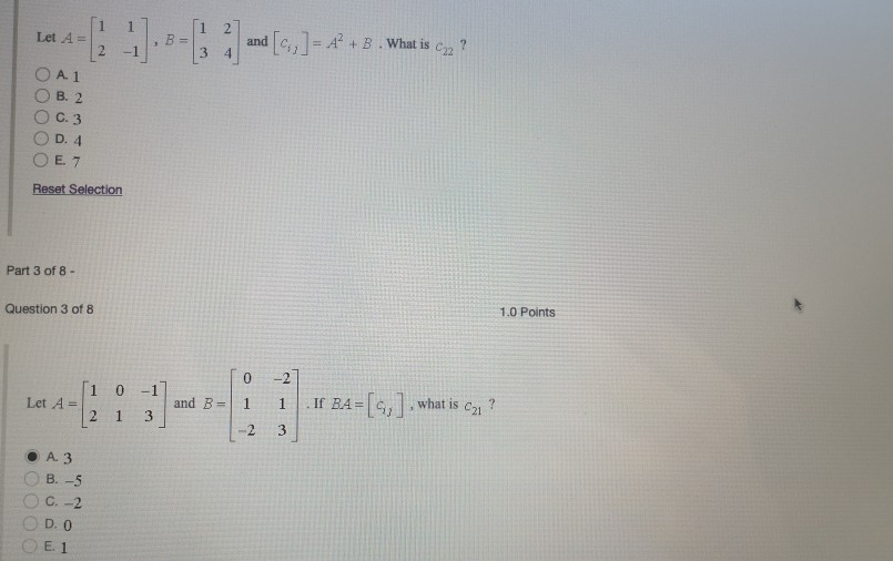 Solved Let A = 7 -1 1. B= [1 3 2] And C 4 2 = A + B . What | Chegg.com