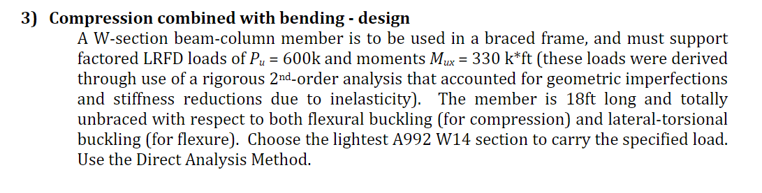 Solved = 3) Compression combined with bending - design A | Chegg.com