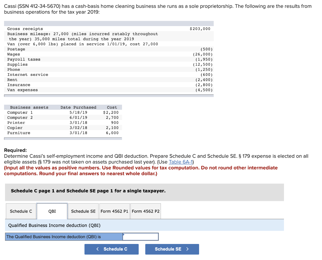 Cassi (SSN 412345670) has a cashbasis home