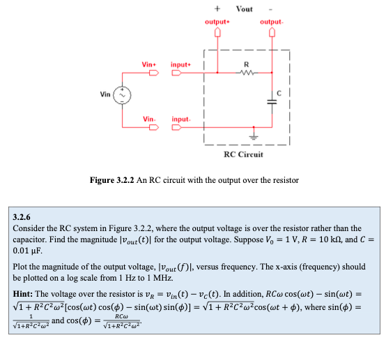 Solved 3.2 - RC Response to a Sinusoidal Function While the | Chegg.com
