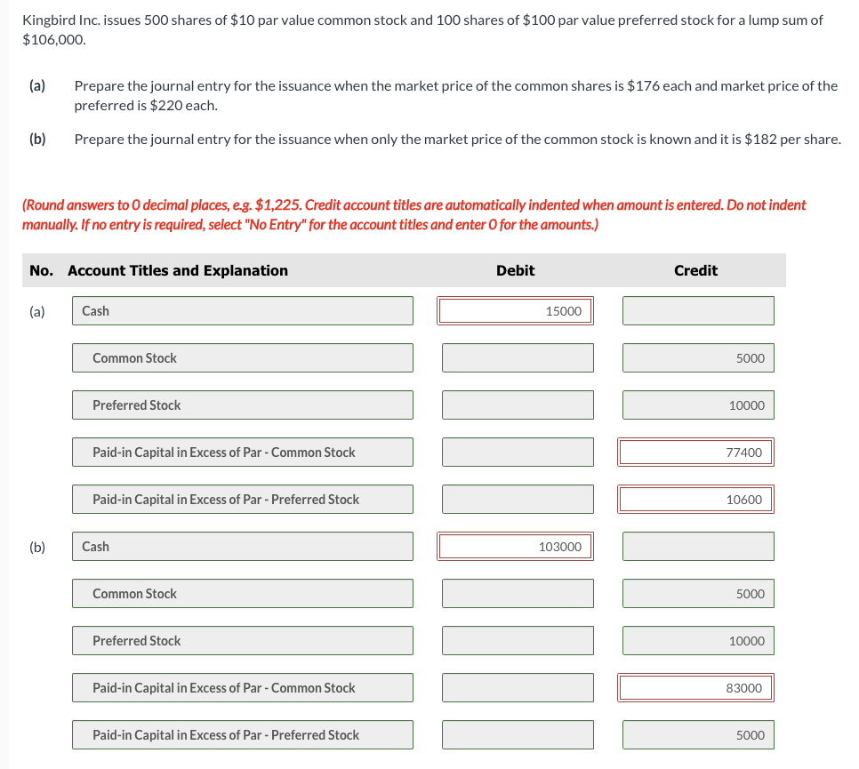 Solved Kingbird Inc. Issues 500 Shares Of $10 Par Value | Chegg.com