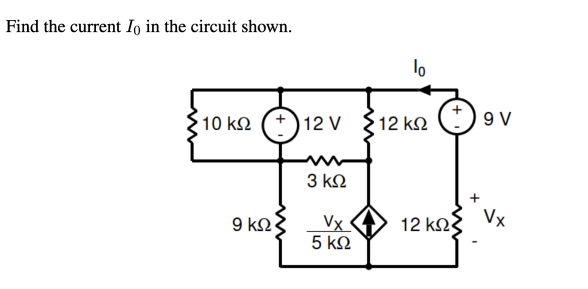 Solved Find the current Io in the circuit shown. lo 10 kΩ | Chegg.com