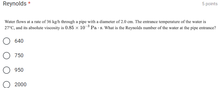 Solved Water flows at a rate of 36 kg/h through a pipe with | Chegg.com