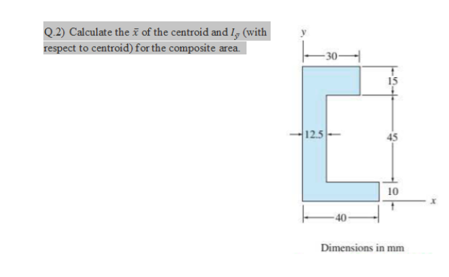 Solved Q 2 Calculate The A Of The Centroid And 1 With Chegg Com